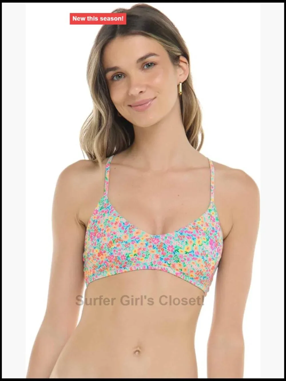 Strappy Back Bikini Top with Removable Cups